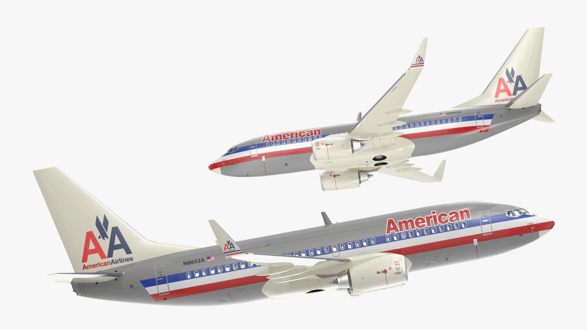 3D American Airlines Boeing 737-700 with Interior Rigged model