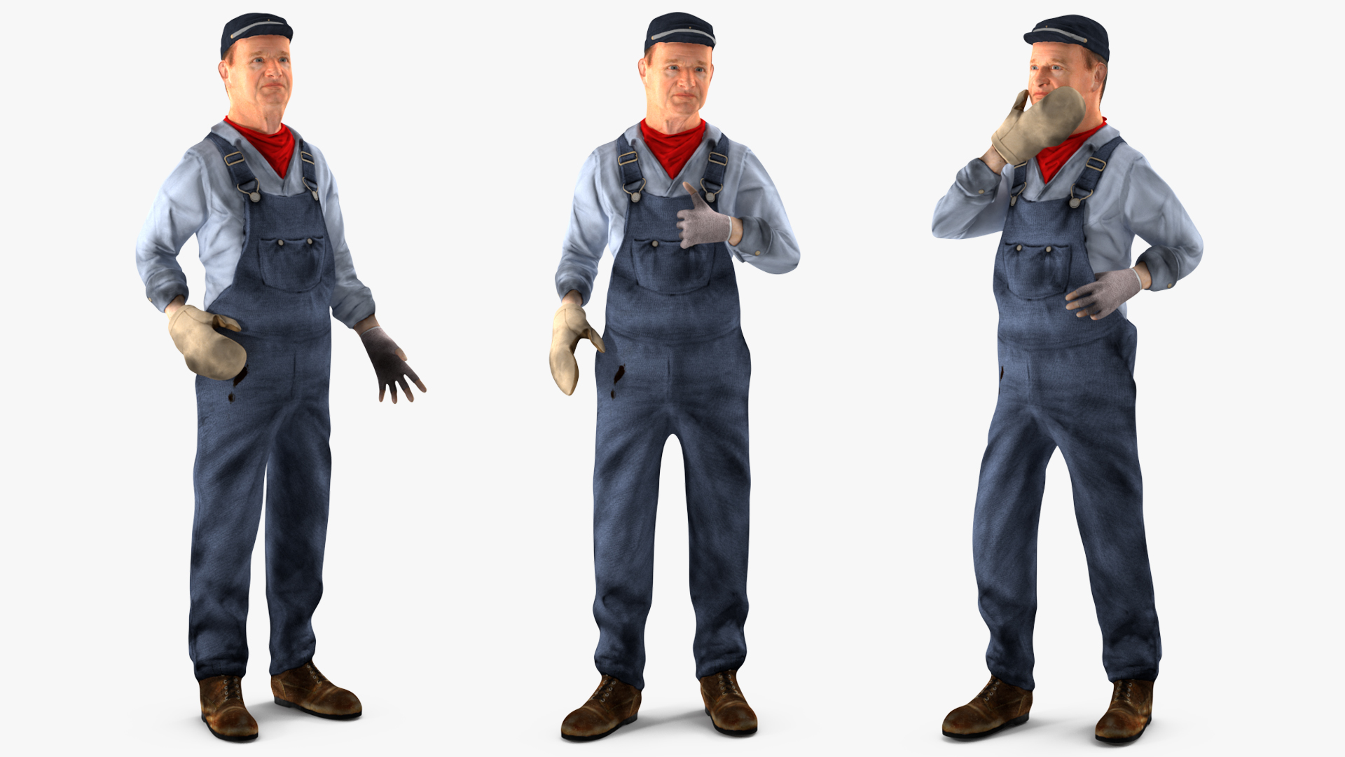 3D Train Conductor Character Rigged for Cinema 4D