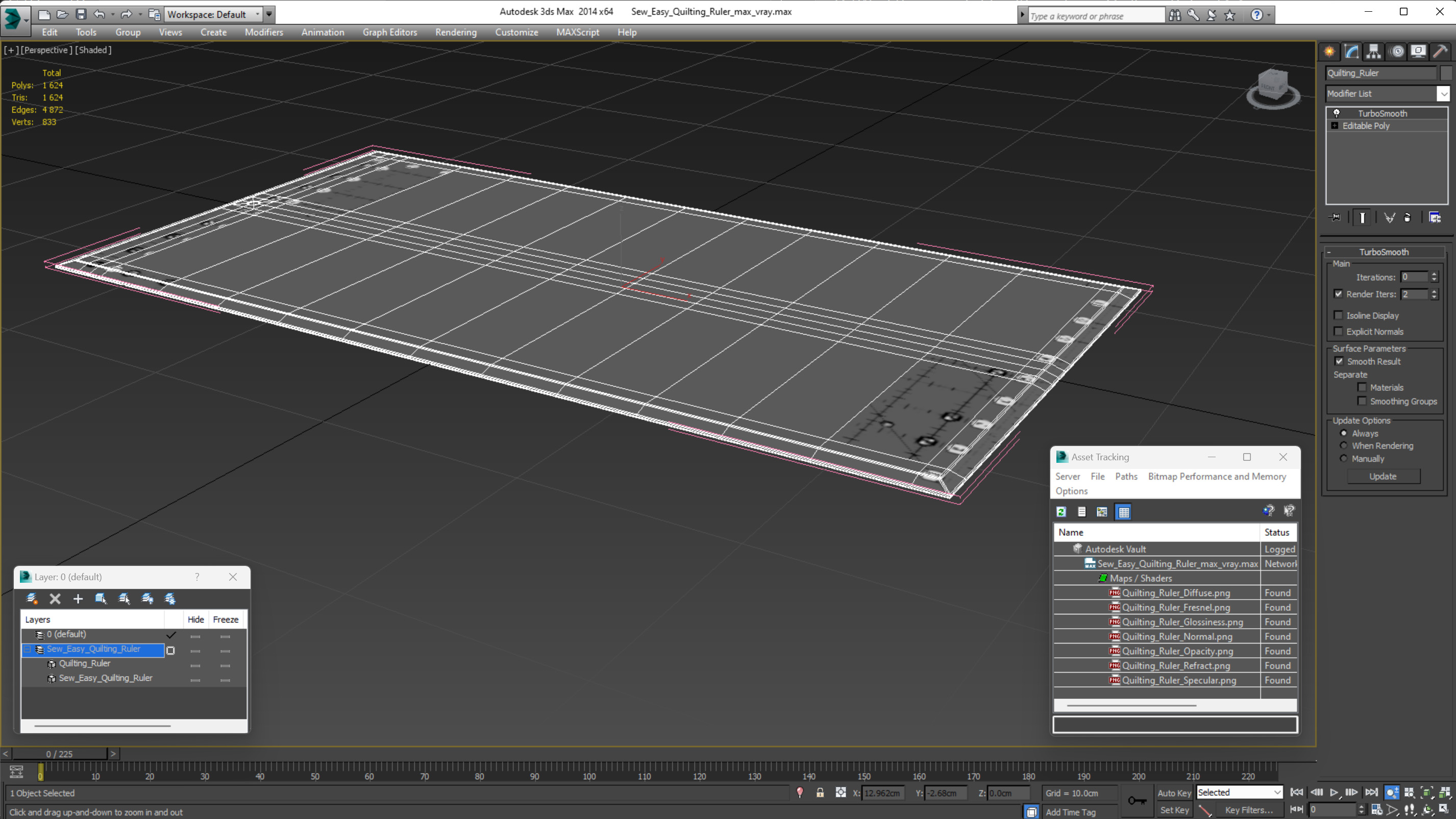 3D Sew Easy Quilting Ruler model