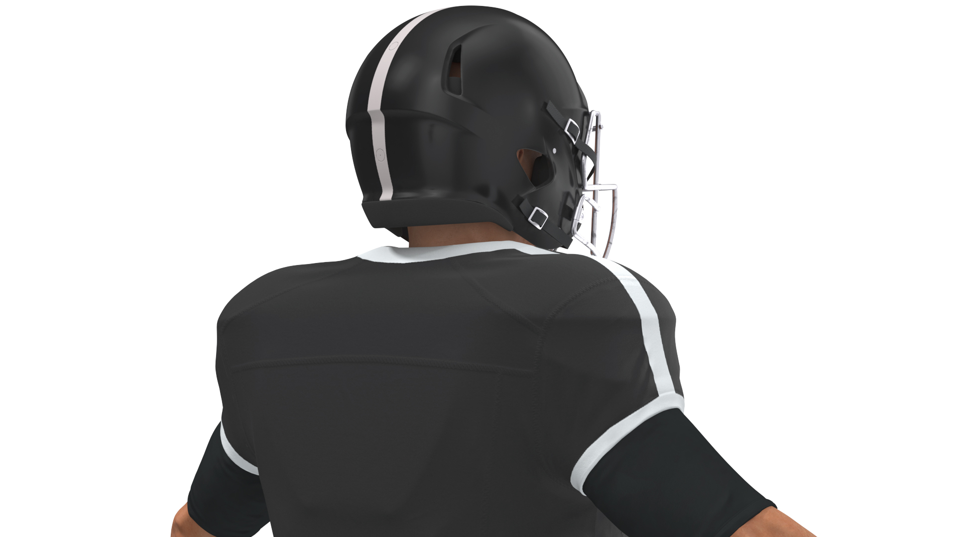 3D model Man Black Uniform T-Pose American Football Players