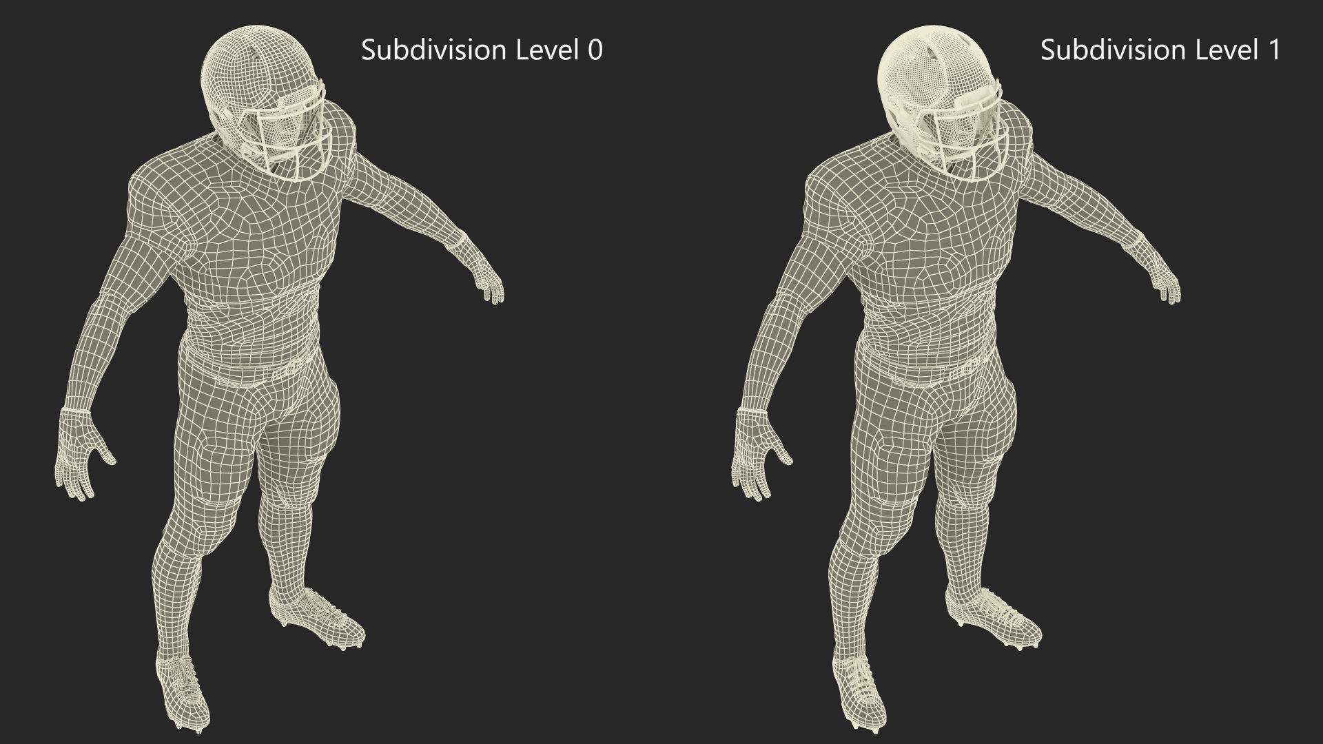 3D model Man Black Uniform T-Pose American Football Players