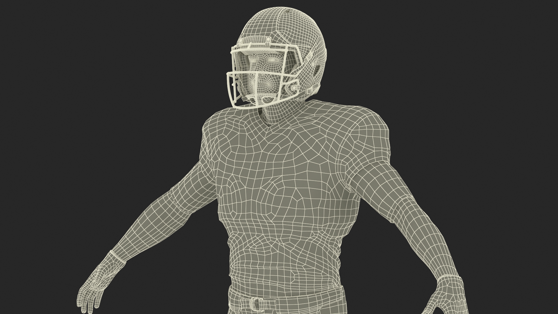 3D model Man Black Uniform T-Pose American Football Players