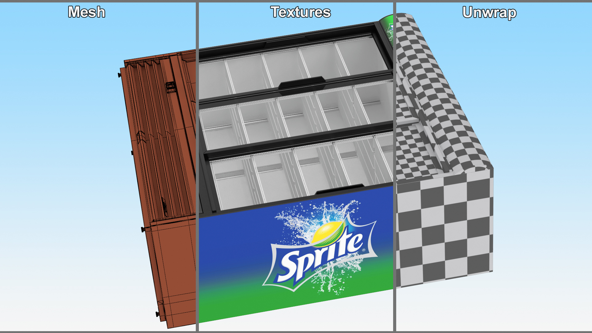 3 Door Upright Display Cooler 3D model