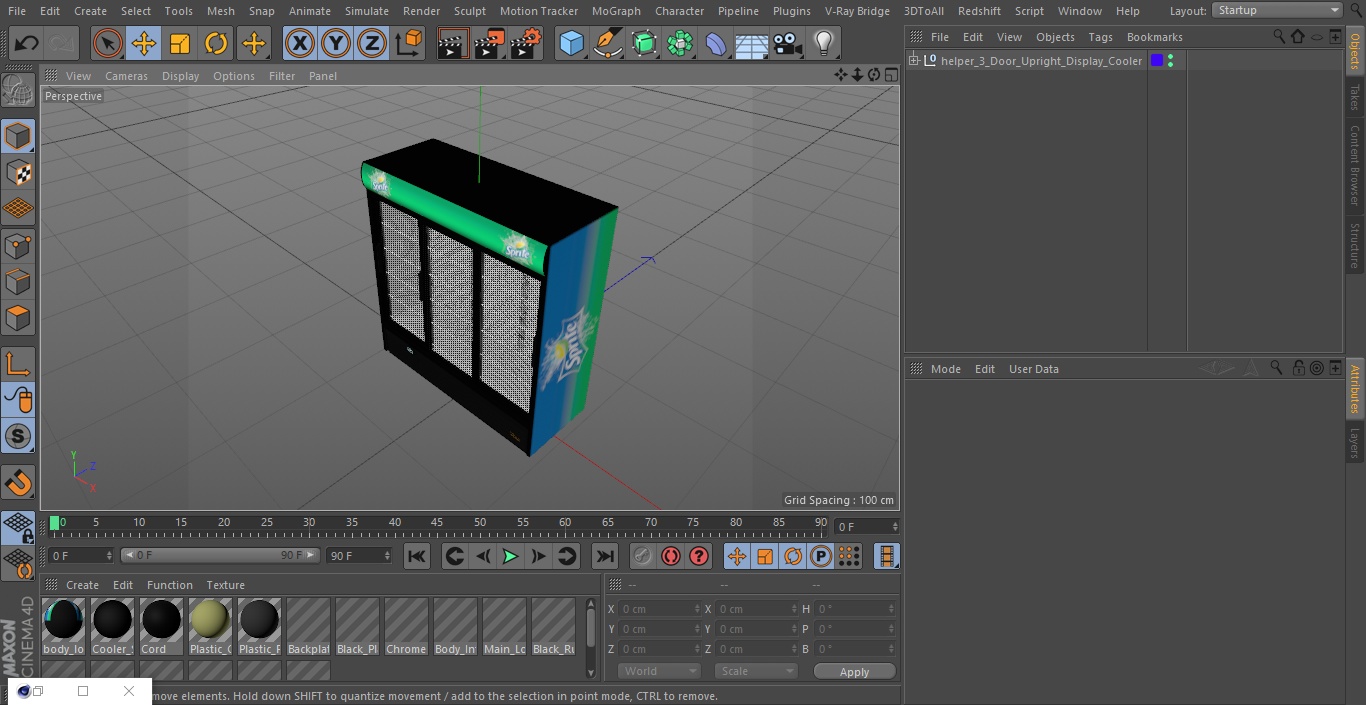 3 Door Upright Display Cooler 3D model