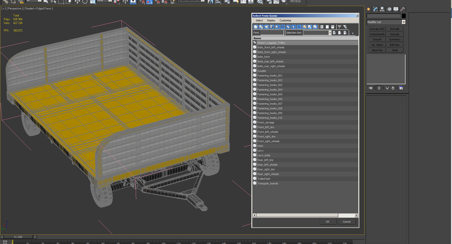 3D Airport Luggage Trolley model