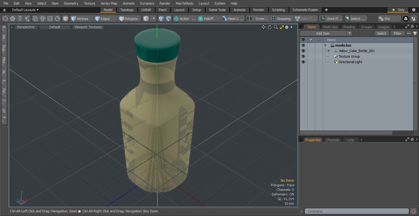 3D Yellow Coke Bottle model