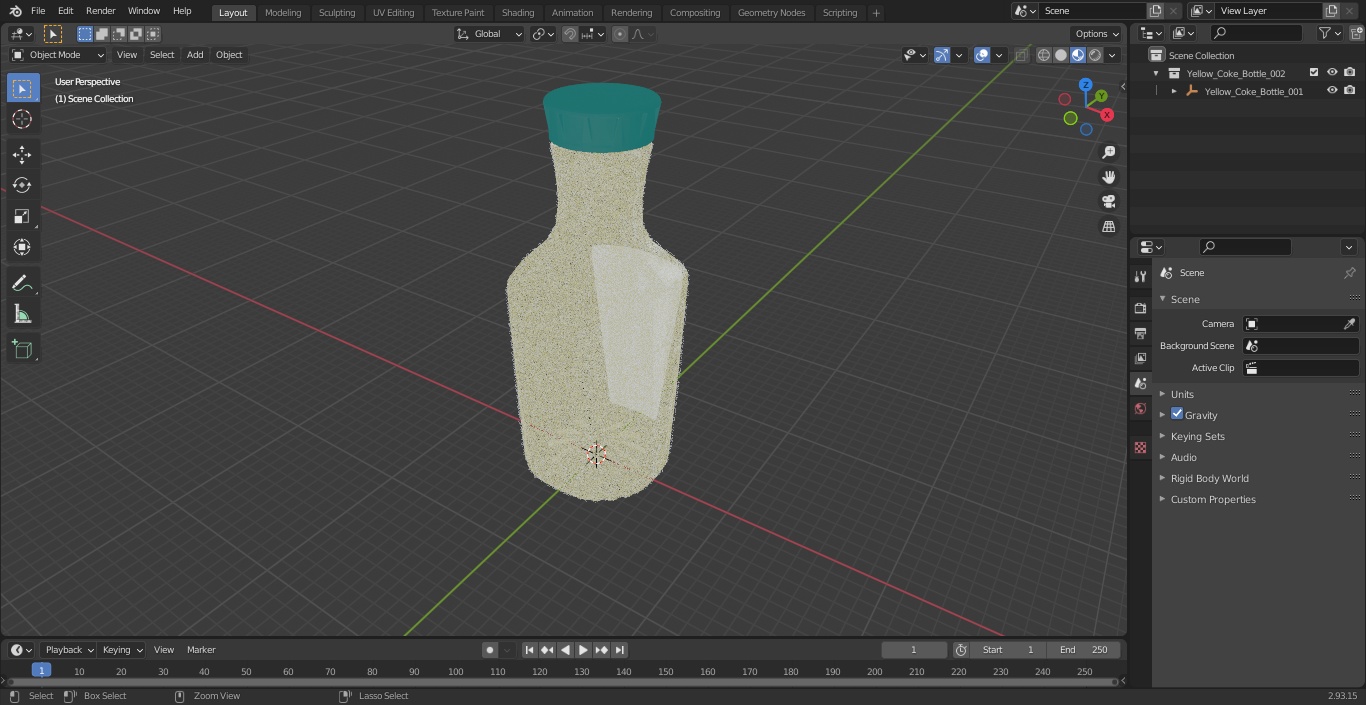 3D Yellow Coke Bottle model