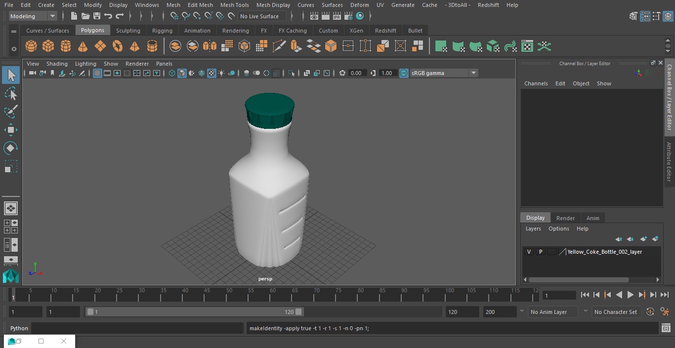 3D Yellow Coke Bottle model