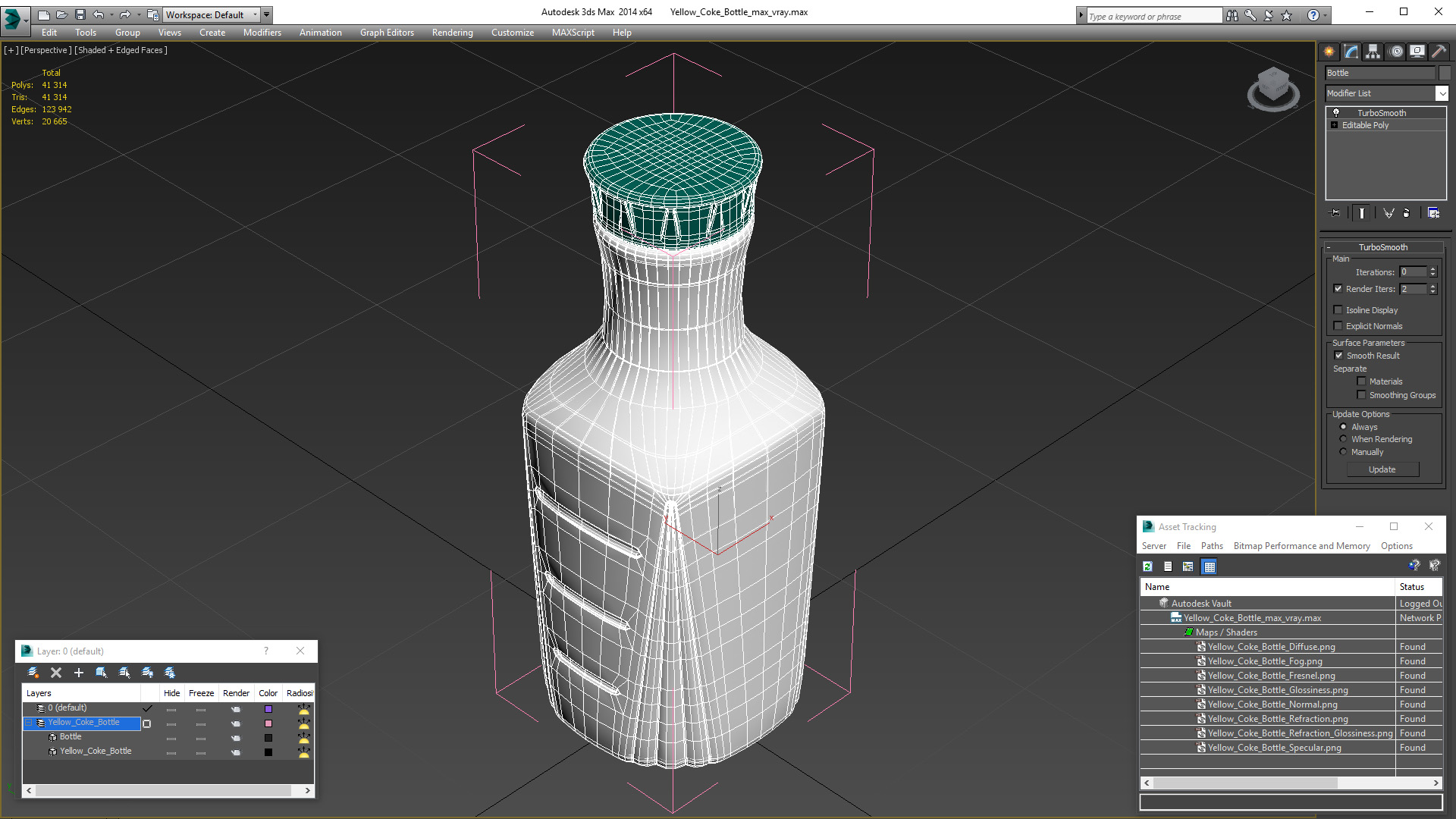 3D Yellow Coke Bottle model