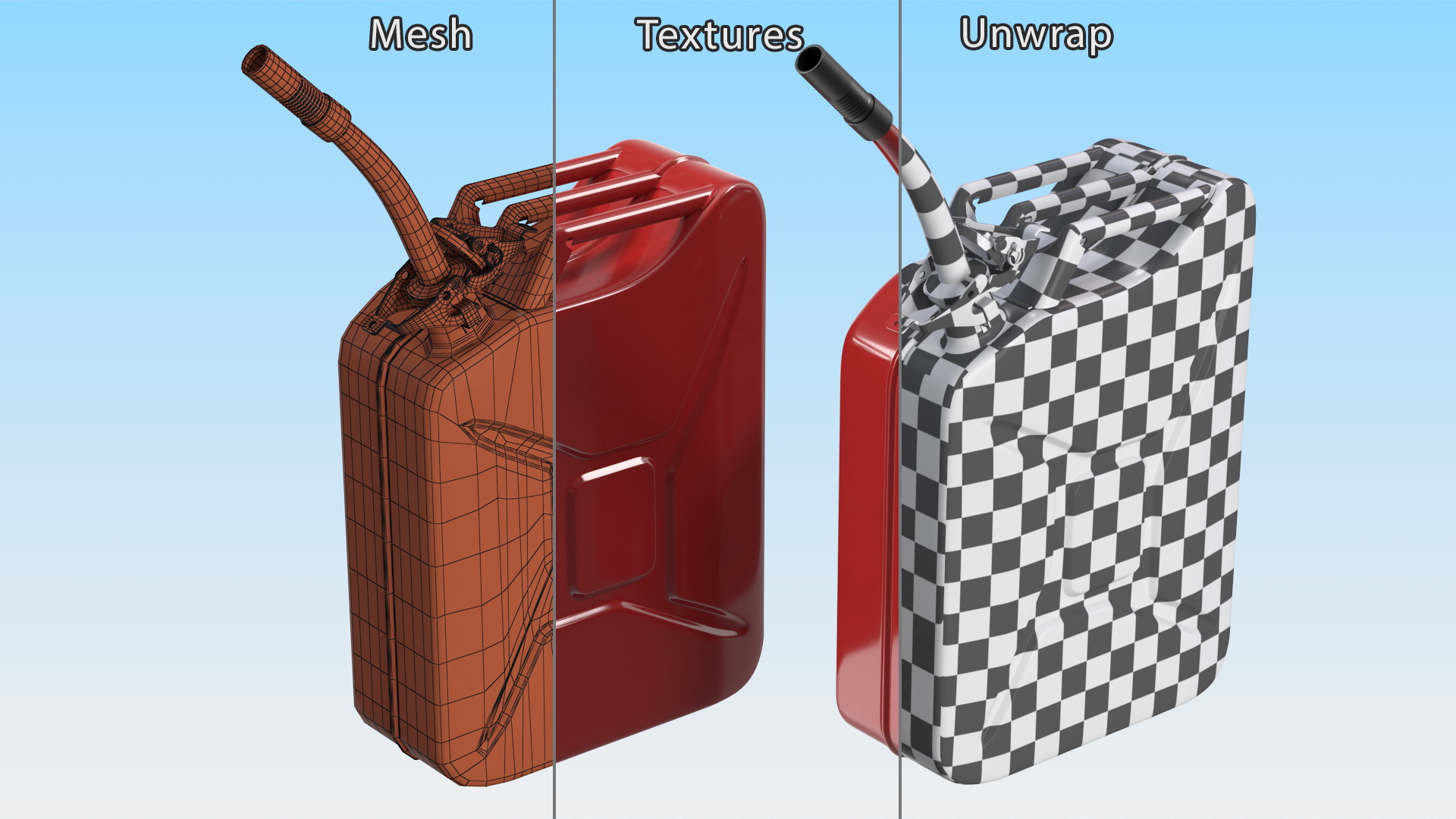 Fuel Can with Flexible Spout Red 3D