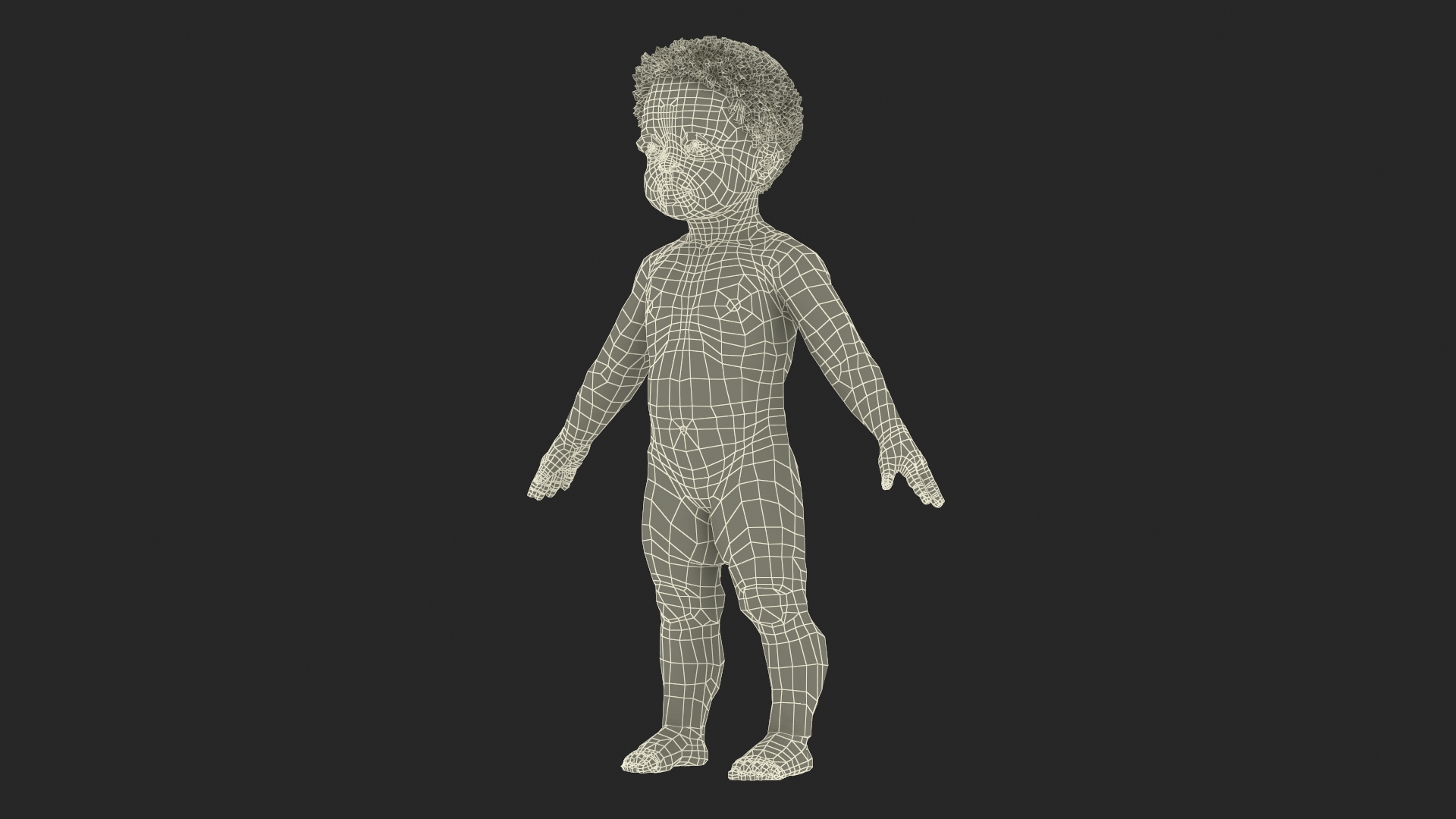 3D model Toddler Black Boy Light Skin Rigged