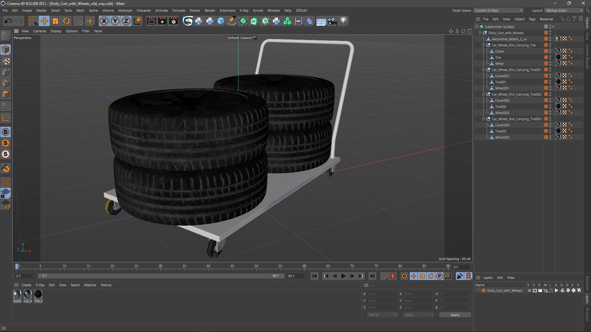 Dolly Cart with Wheels 3D