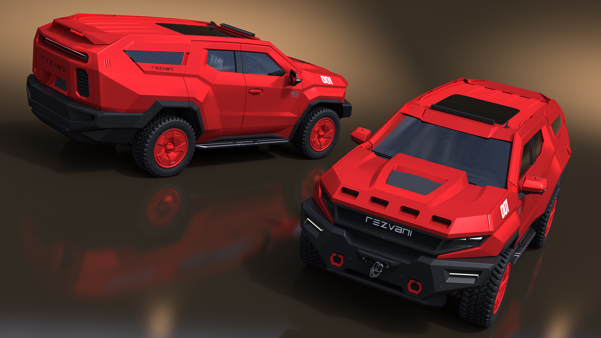 3D model Armored SUV 2024 Rezvani Vengeance Red Rigged