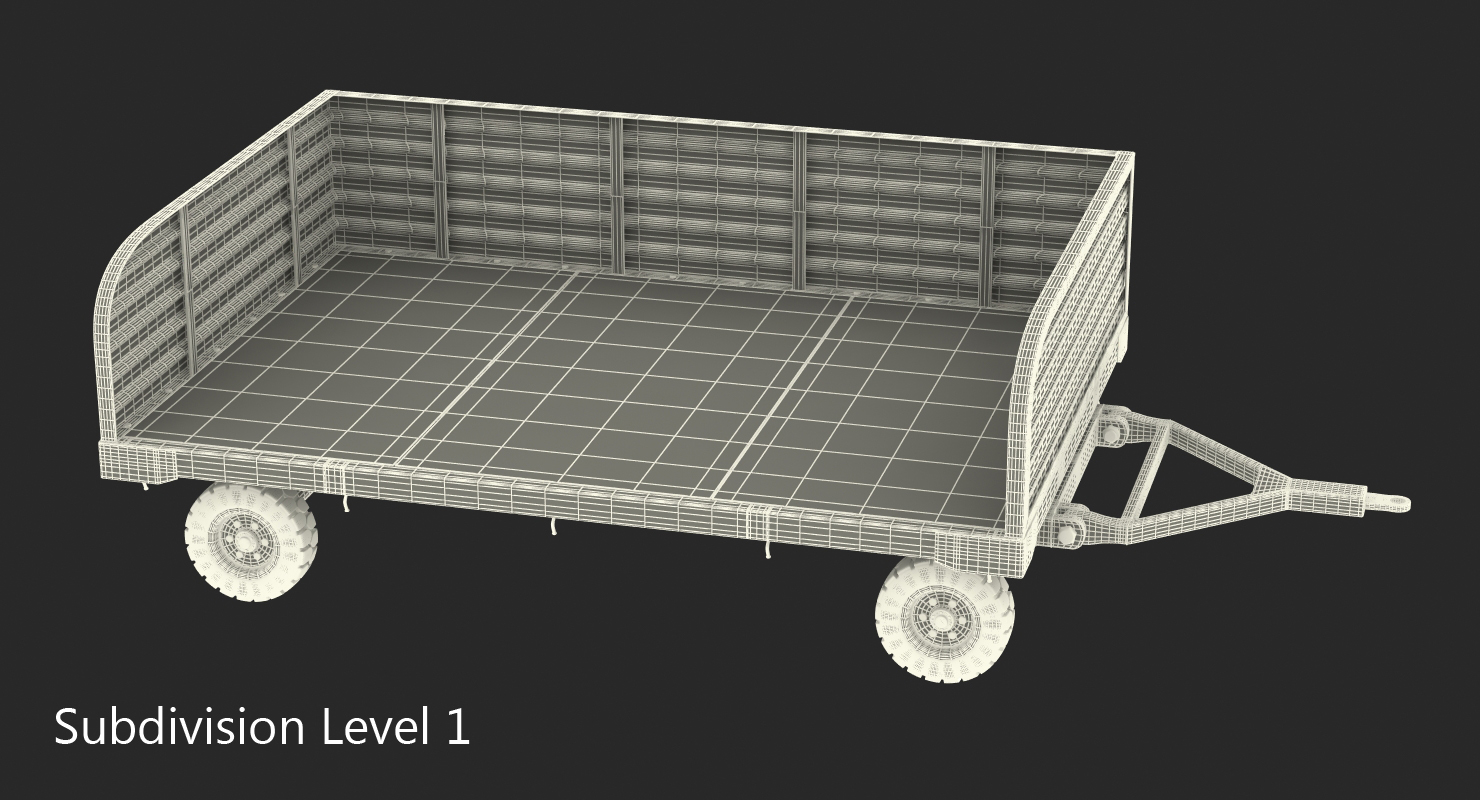 3D model Airport Luggage Trolley Rigged