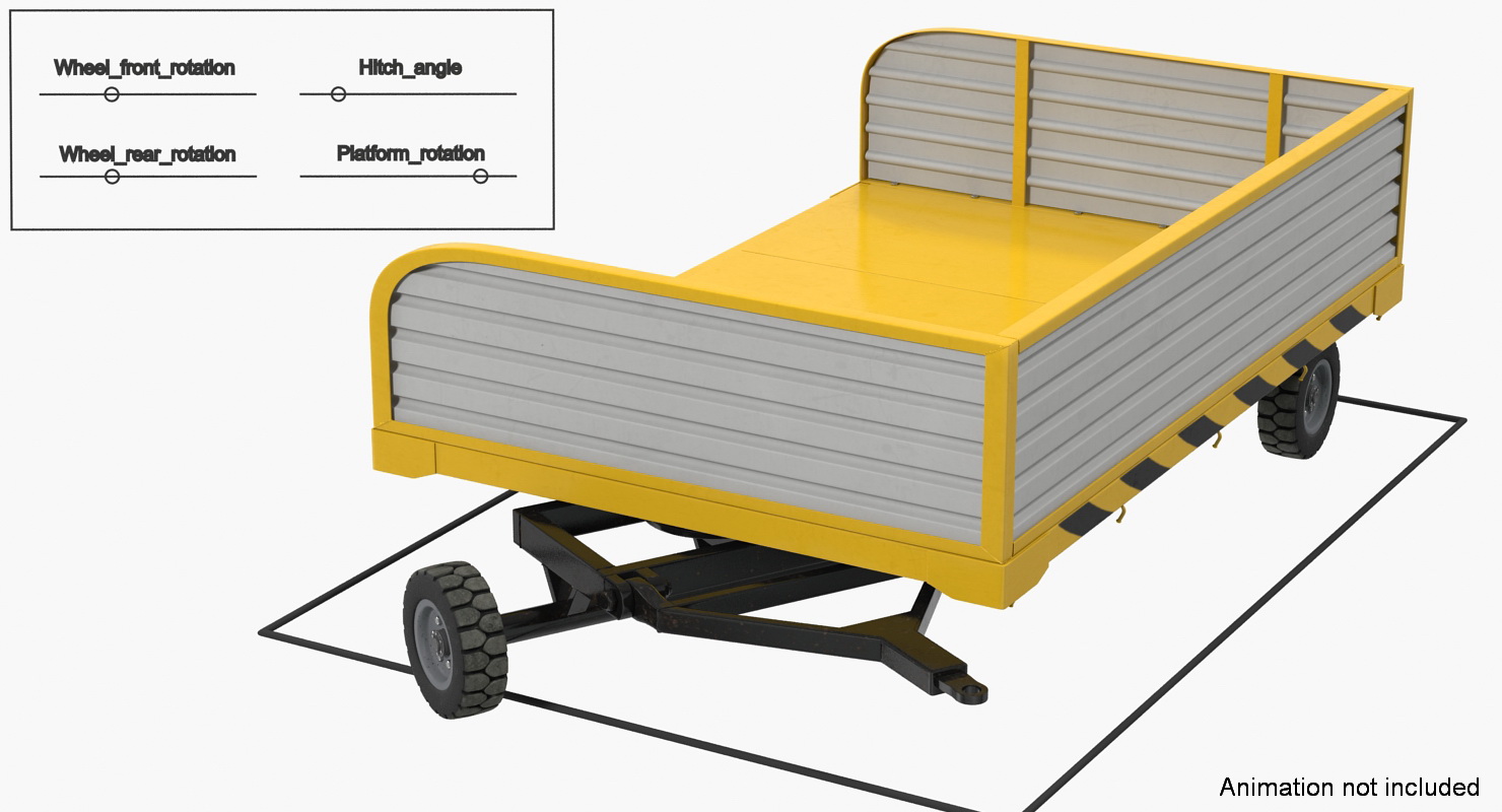 3D model Airport Luggage Trolley Rigged