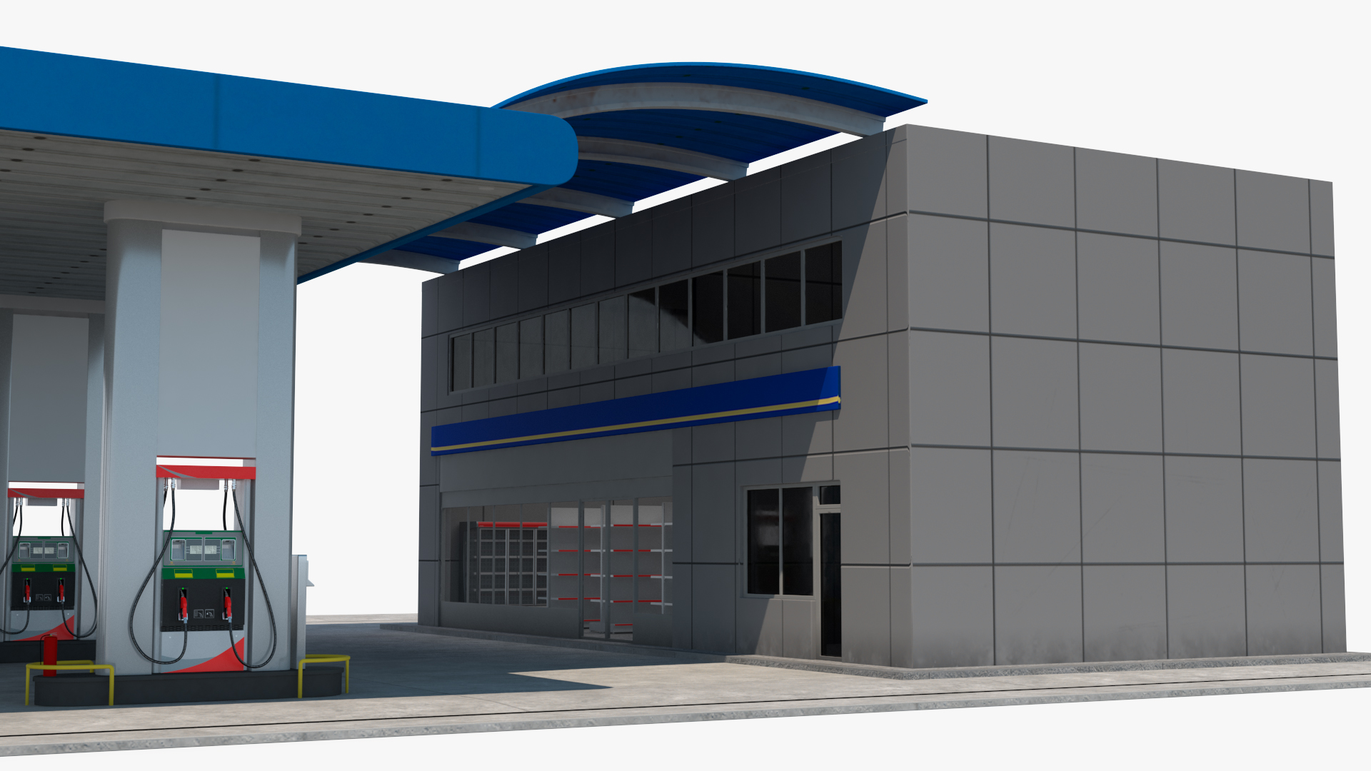 3D Blue Gas Station