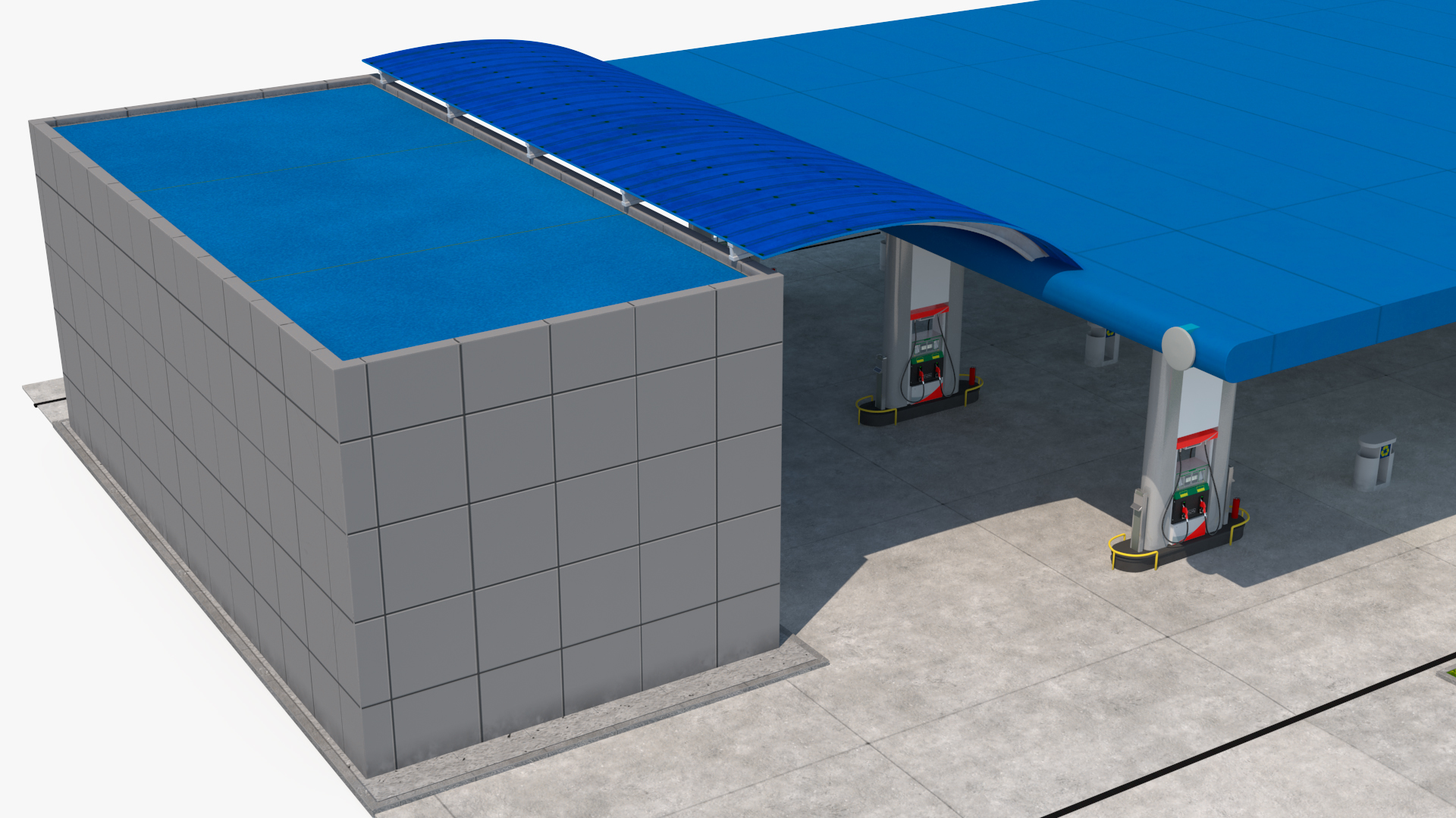 3D Blue Gas Station