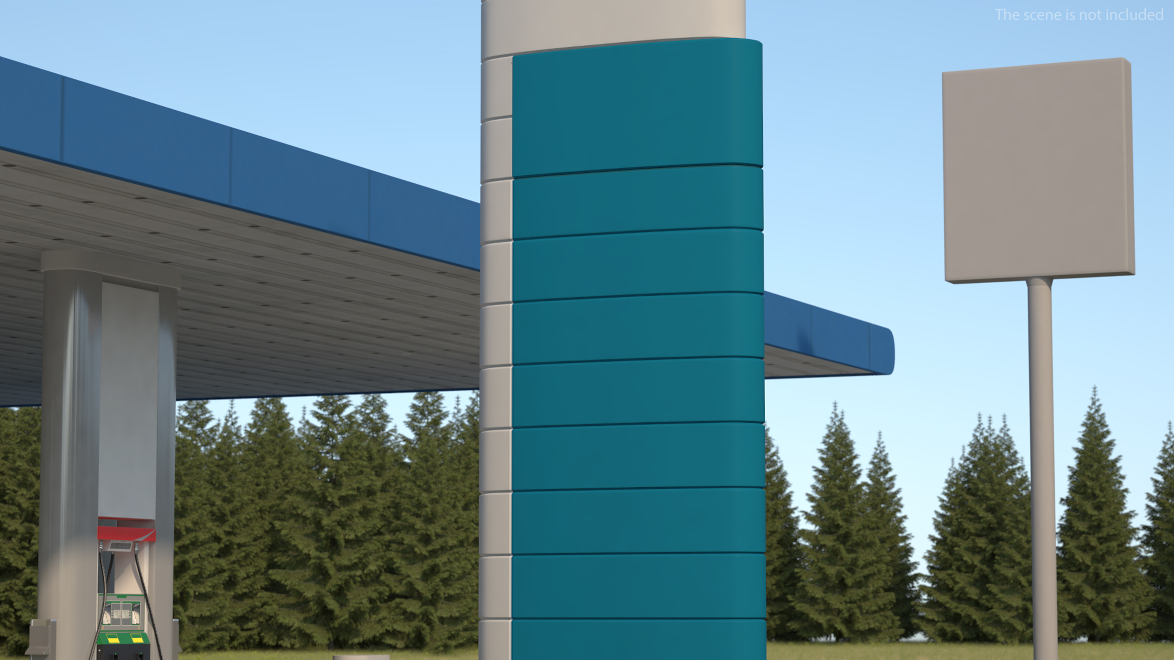 3D Blue Gas Station