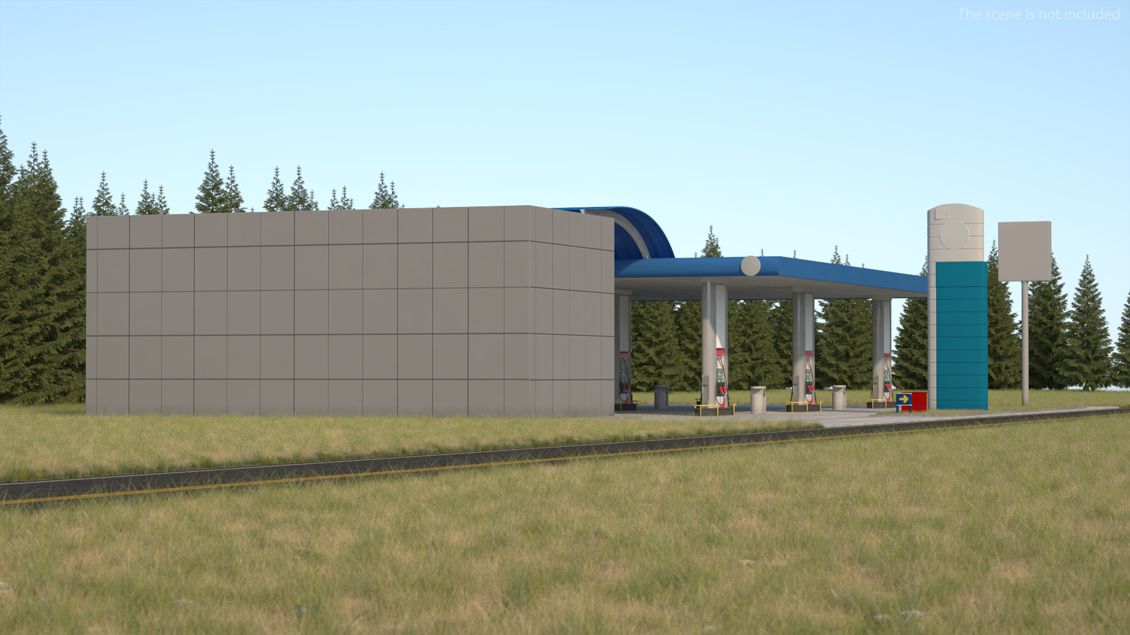 3D Blue Gas Station