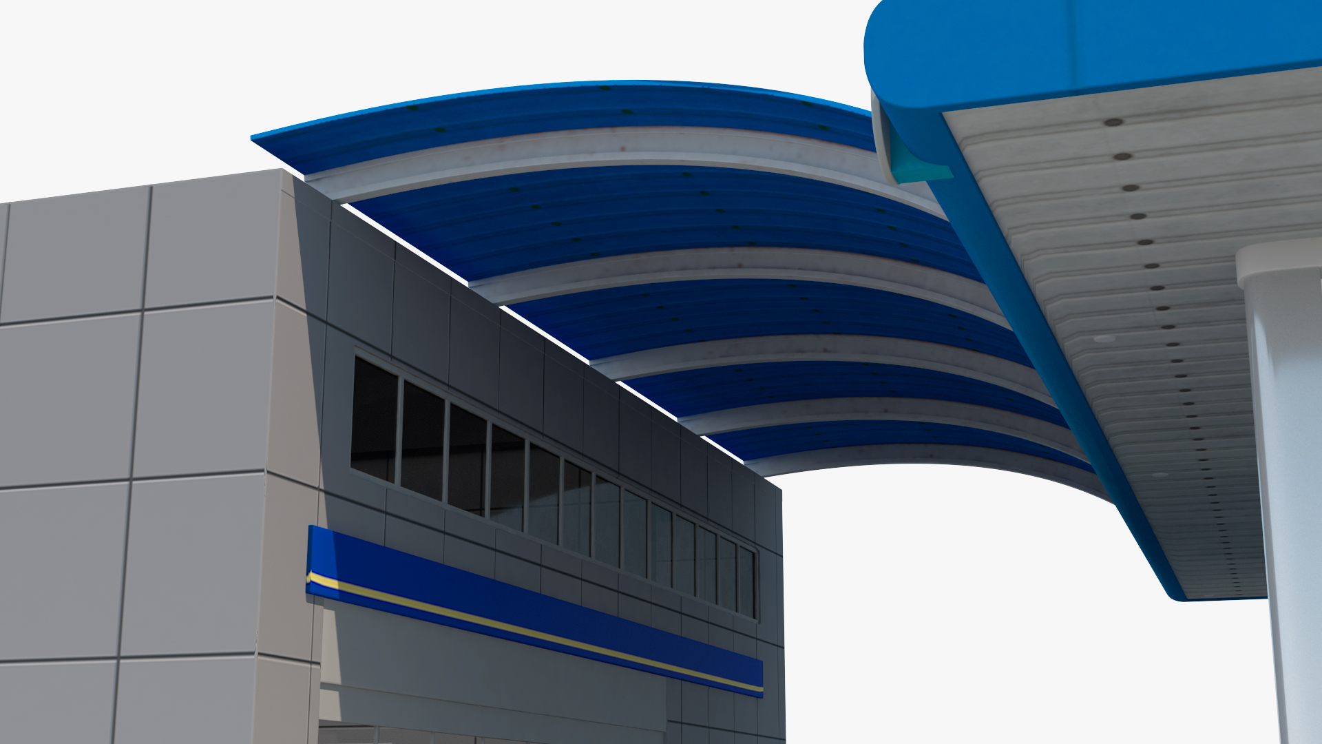 3D Blue Gas Station