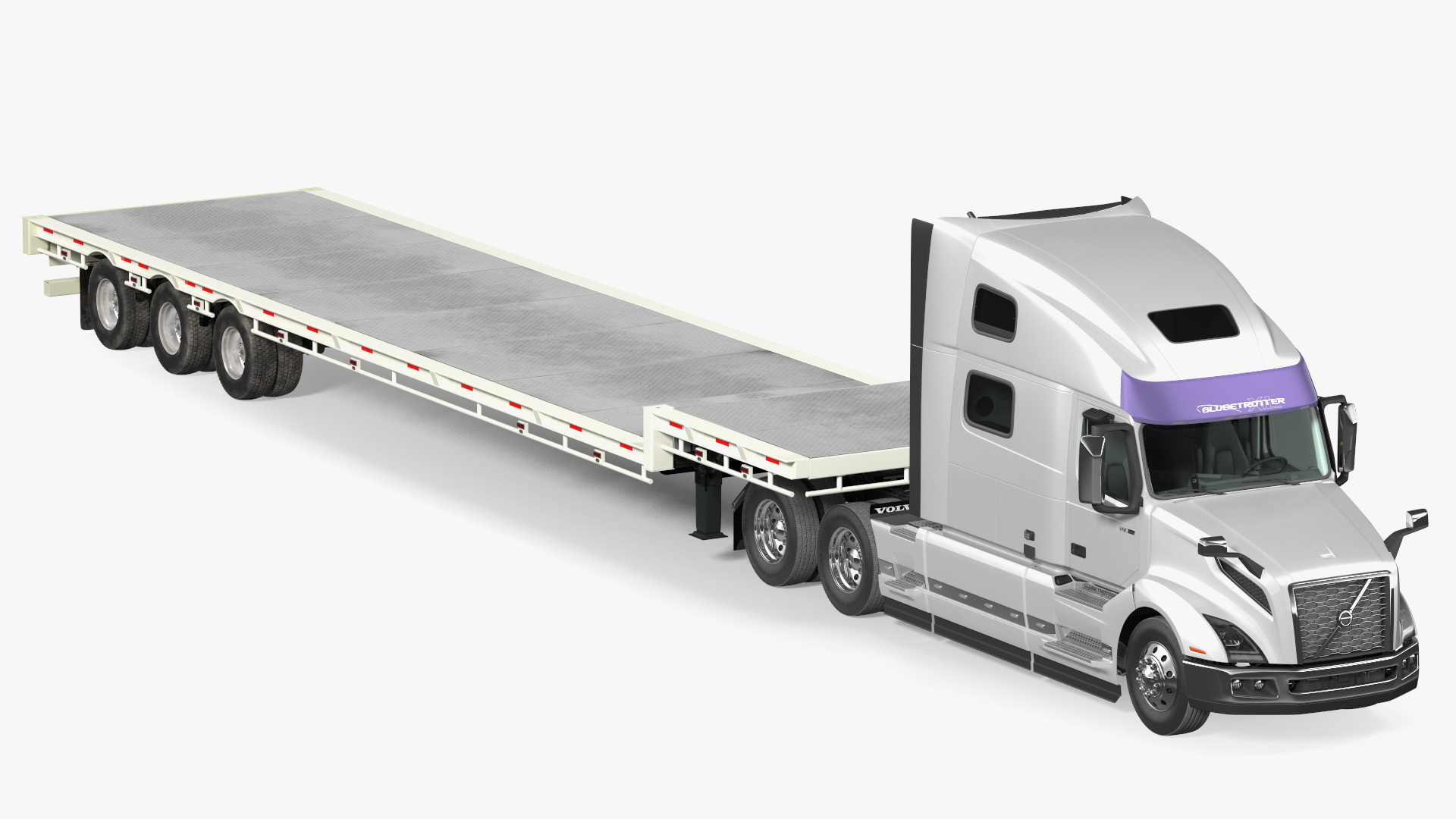 3D model Volvo Truck with Axle Extendable Trailer