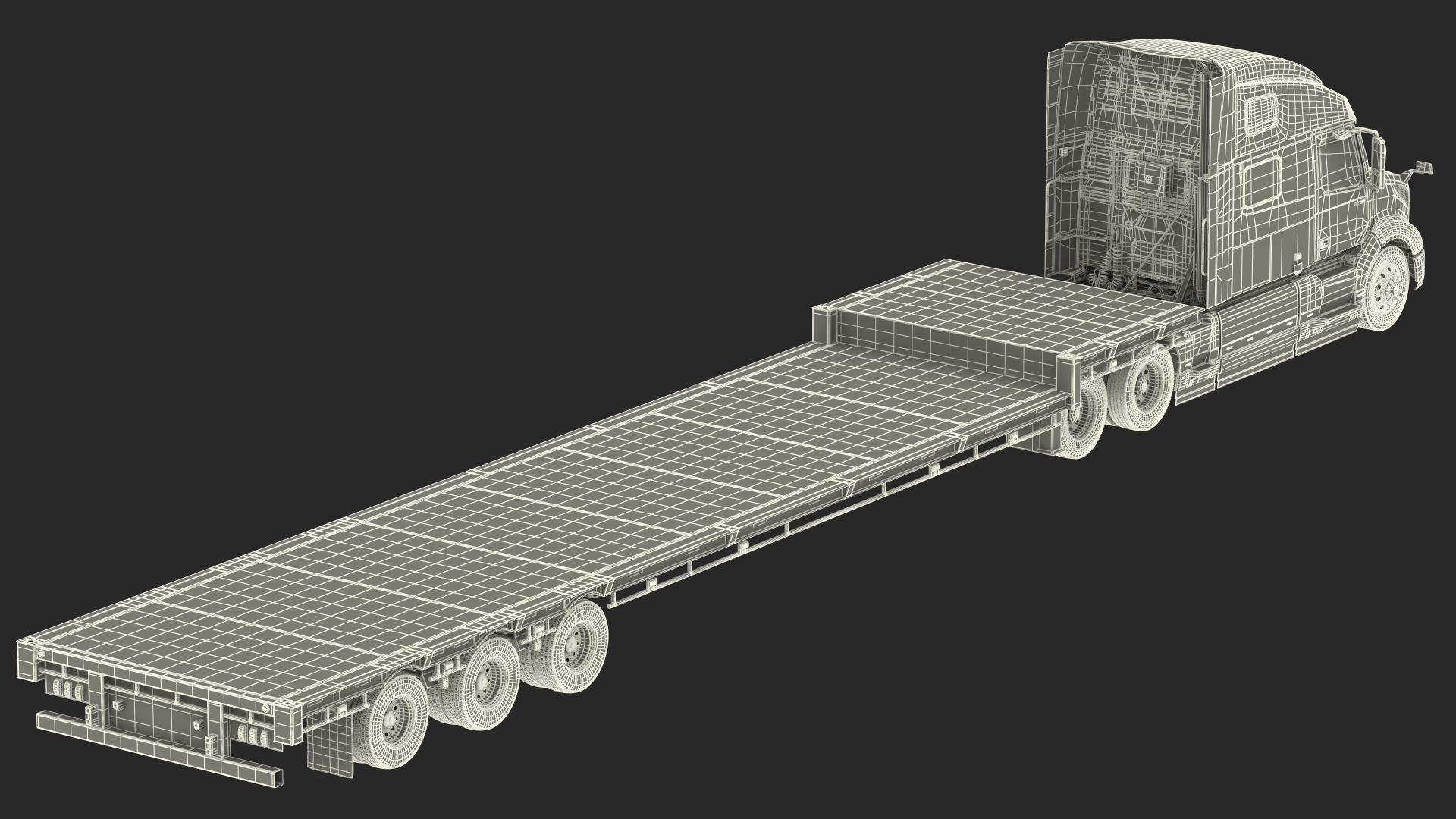 3D model Volvo Truck with Axle Extendable Trailer