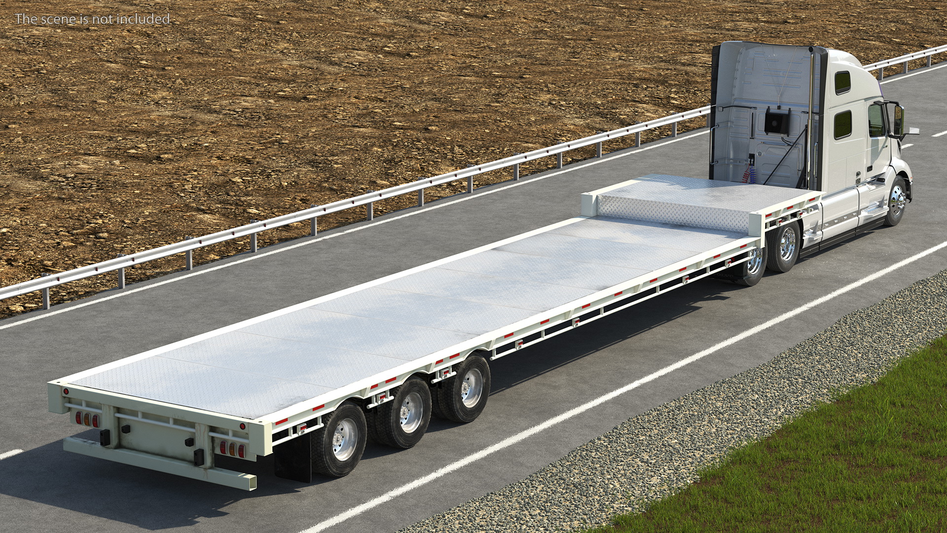 3D model Volvo Truck with Axle Extendable Trailer