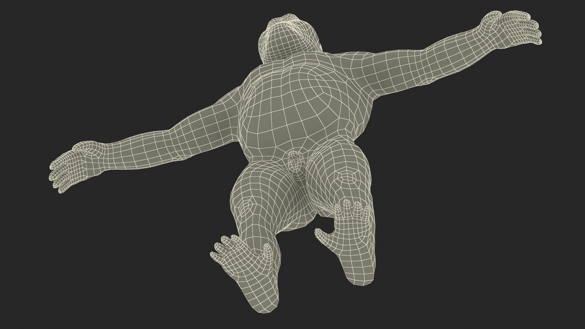 3D Gigantopithecus A-Pose Fur