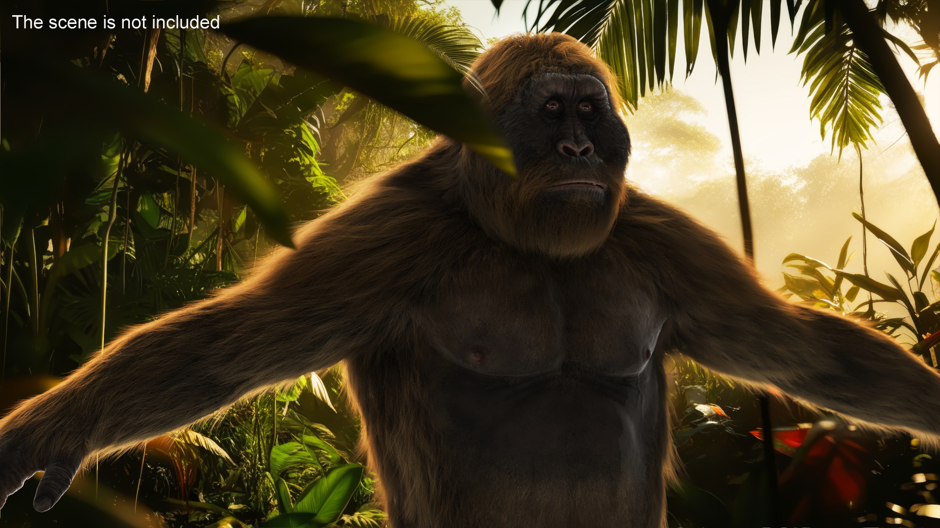 3D Gigantopithecus A-Pose Fur