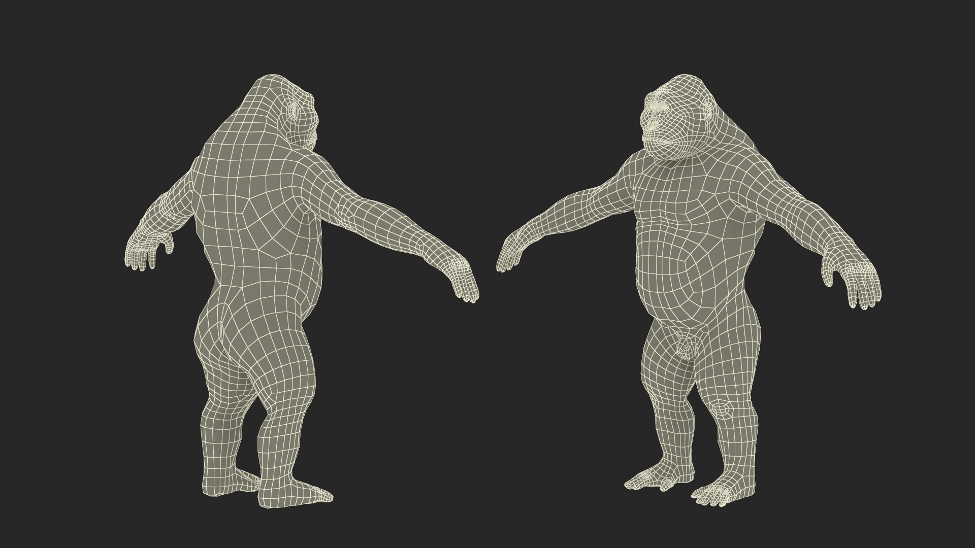 3D Gigantopithecus A-Pose Fur