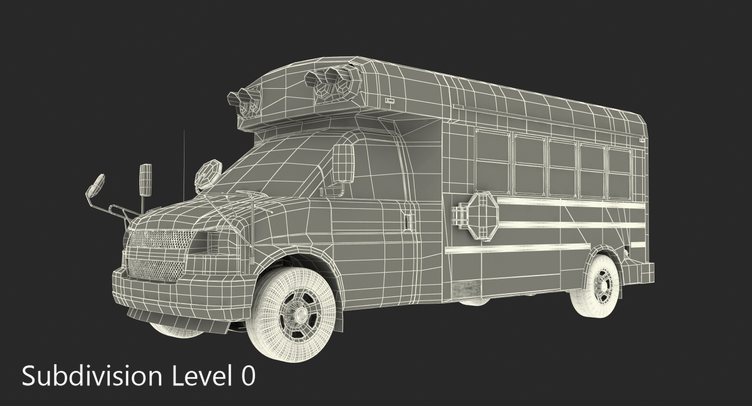 Small School Bus Simple Interior 3D