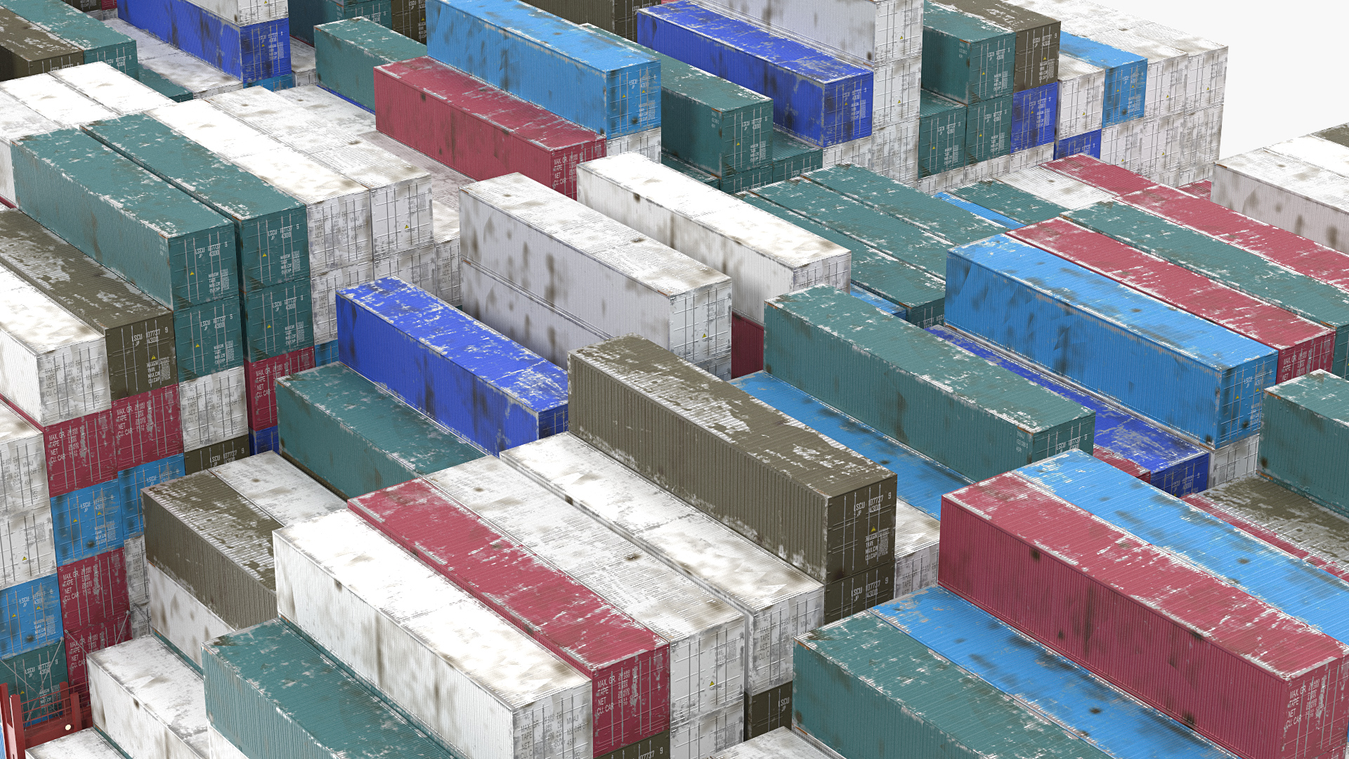 3D Cargo Shipping Containers Stacked model