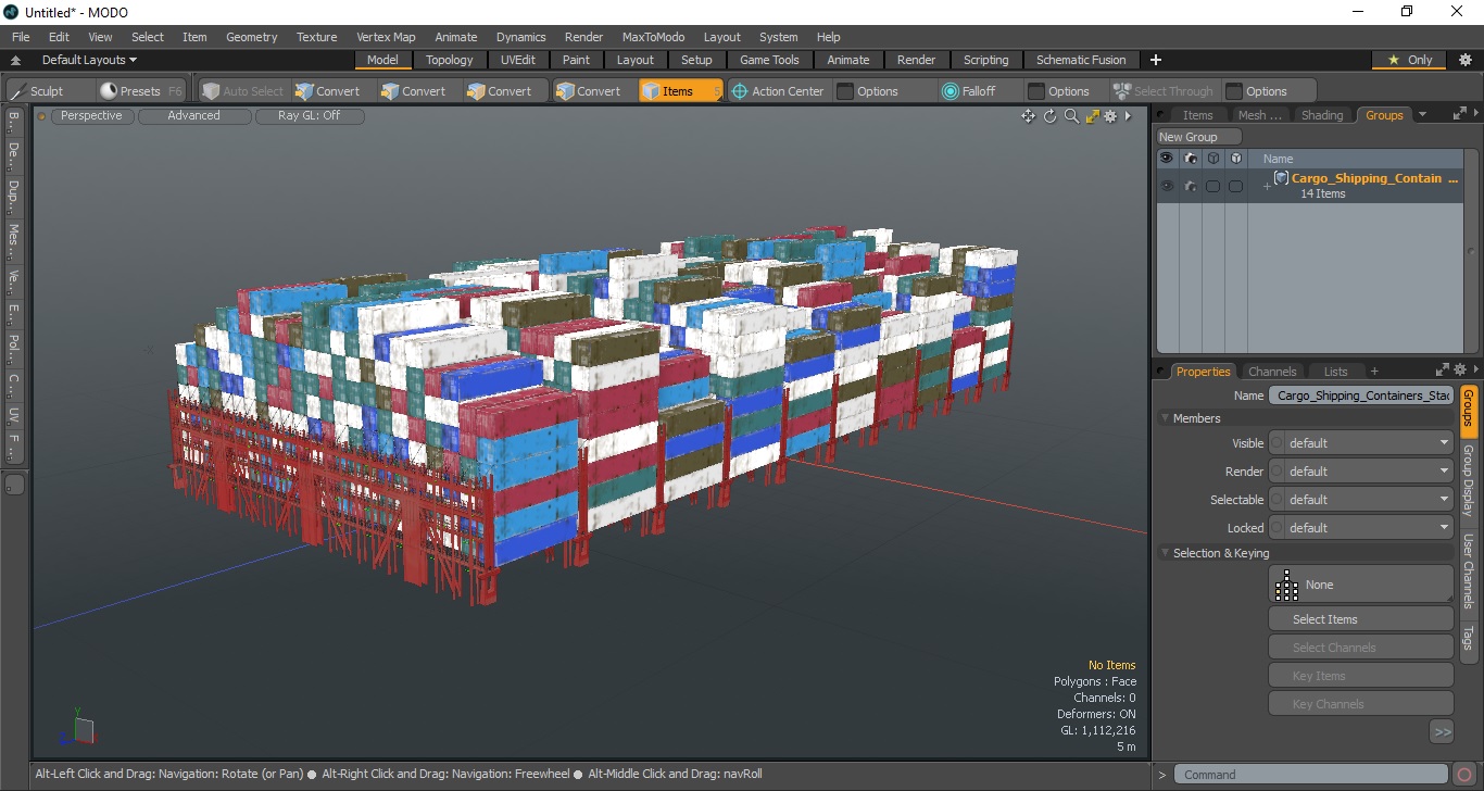 3D Cargo Shipping Containers Stacked model