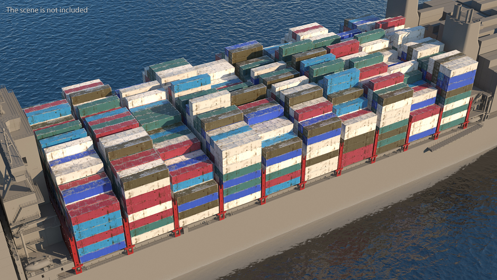 3D Cargo Shipping Containers Stacked model