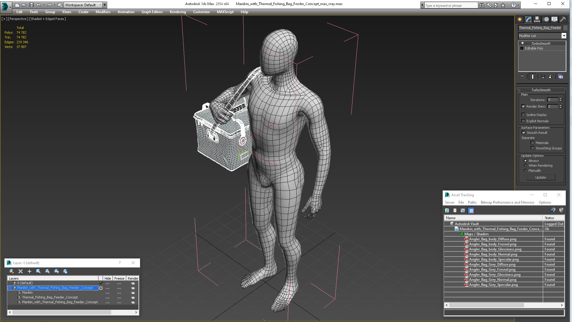 Manikin with Thermal Fishing Bag Feeder Concept 3D