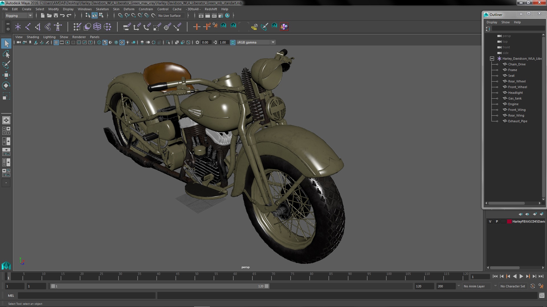 3D model Harley-Davidson WLA Liberator Green