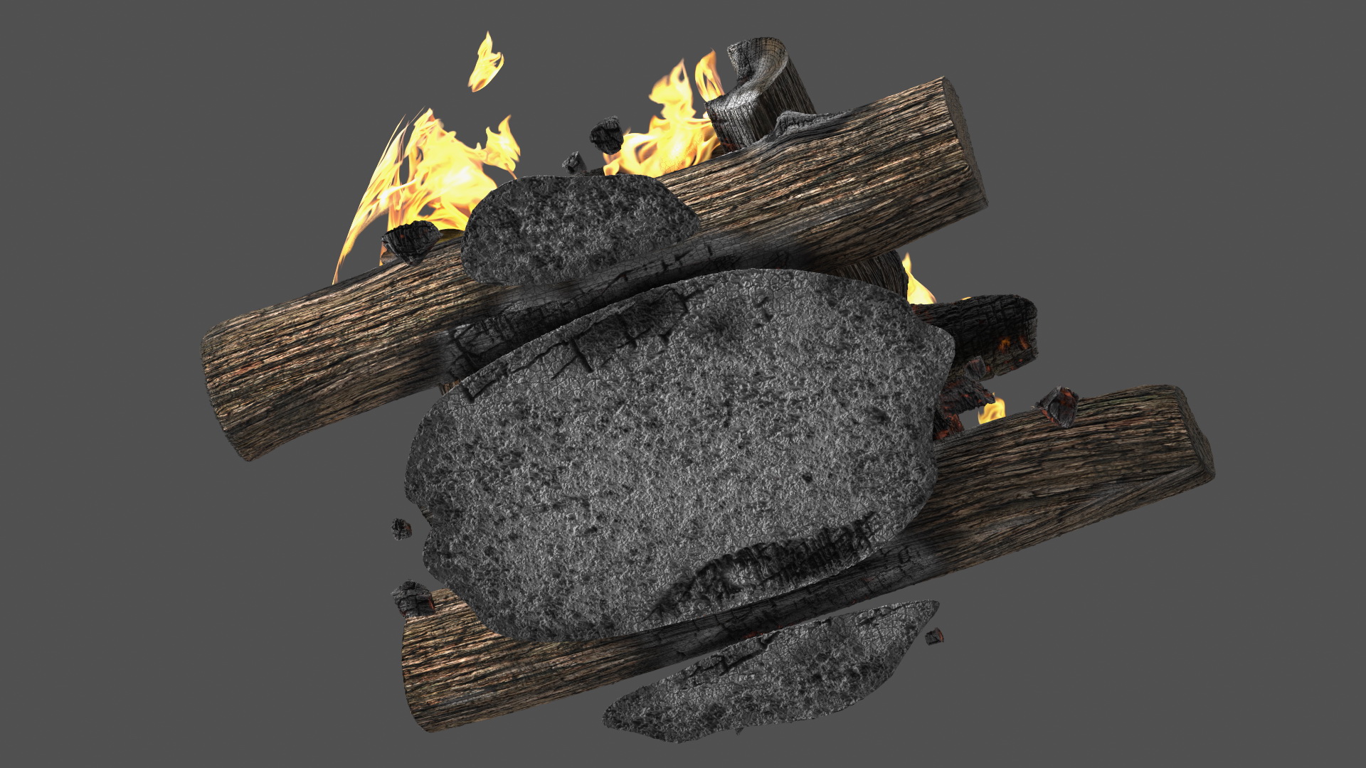 3D model Wood Fire and Embers