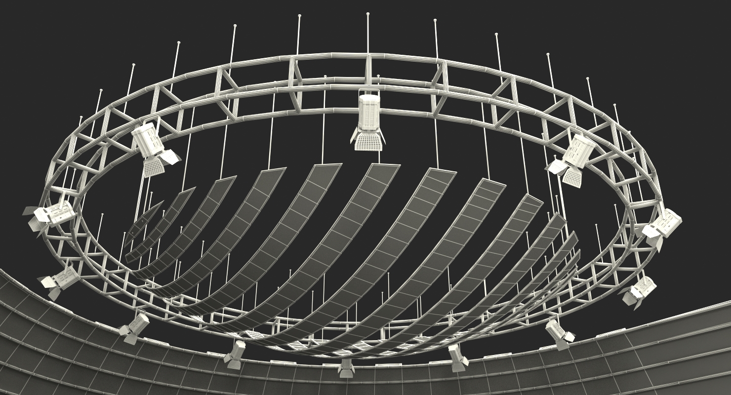 3D TV News Studio with Camera and Presenters Rigged model