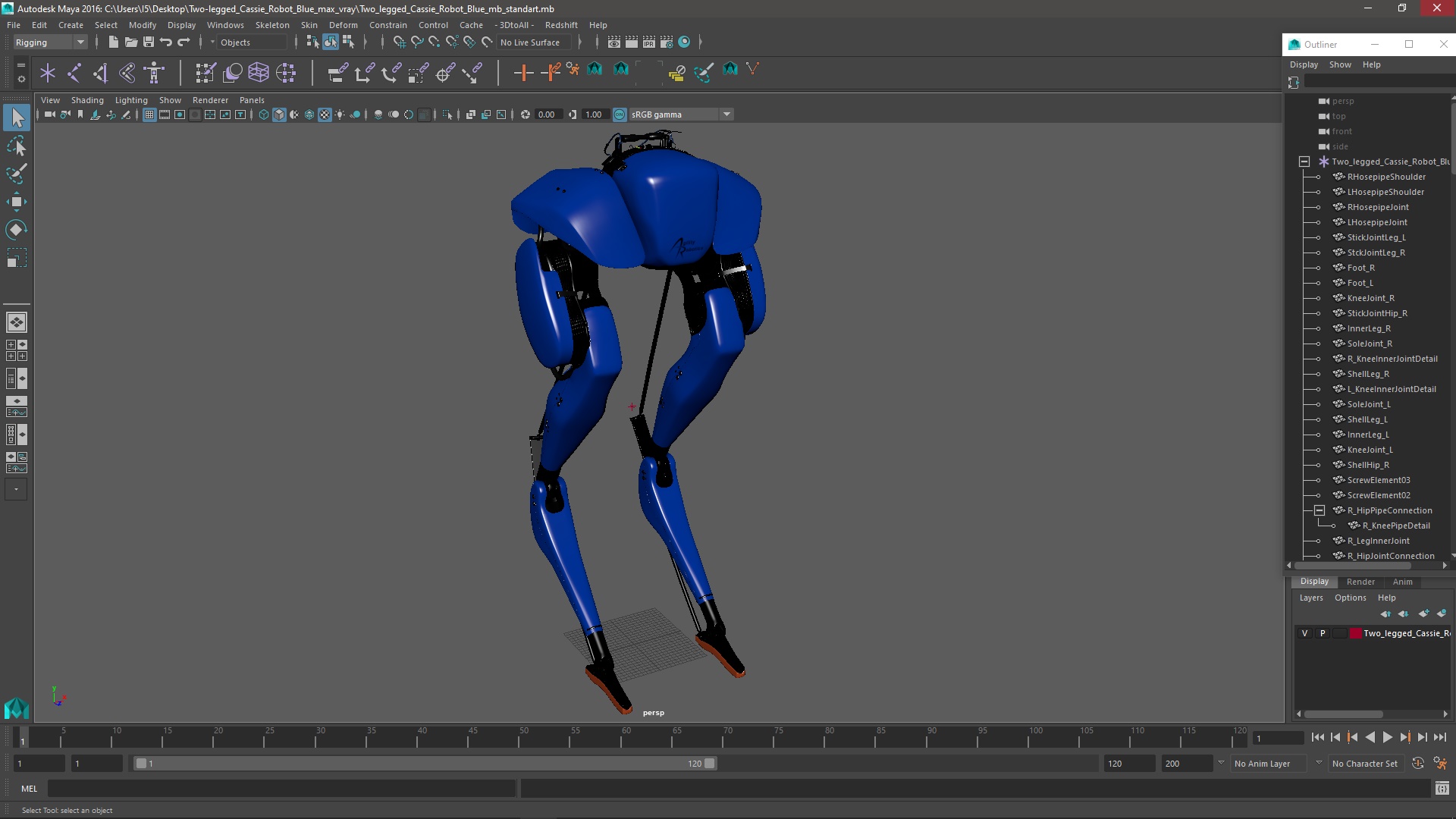 3D Two-legged Cassie Robot Blue model