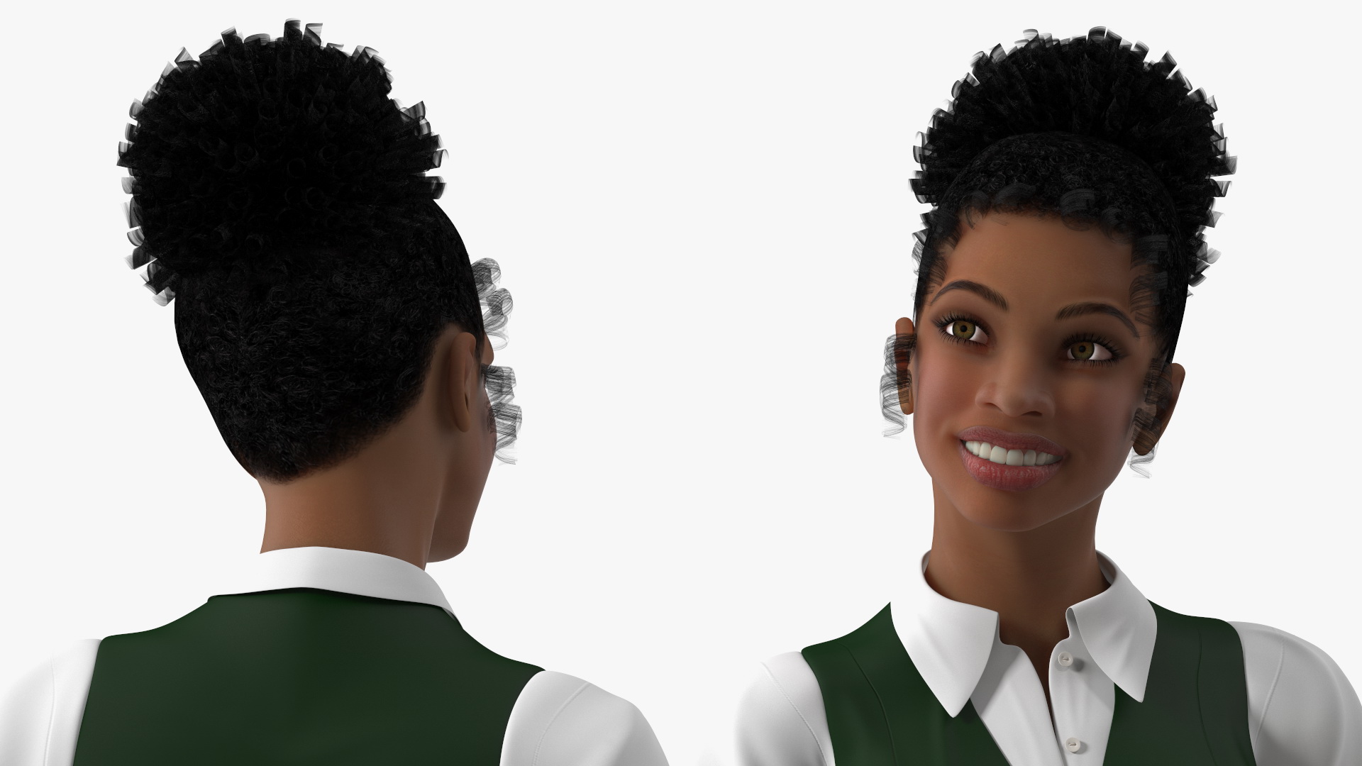 3D Light Skin Young Black Female Student Standing Pose