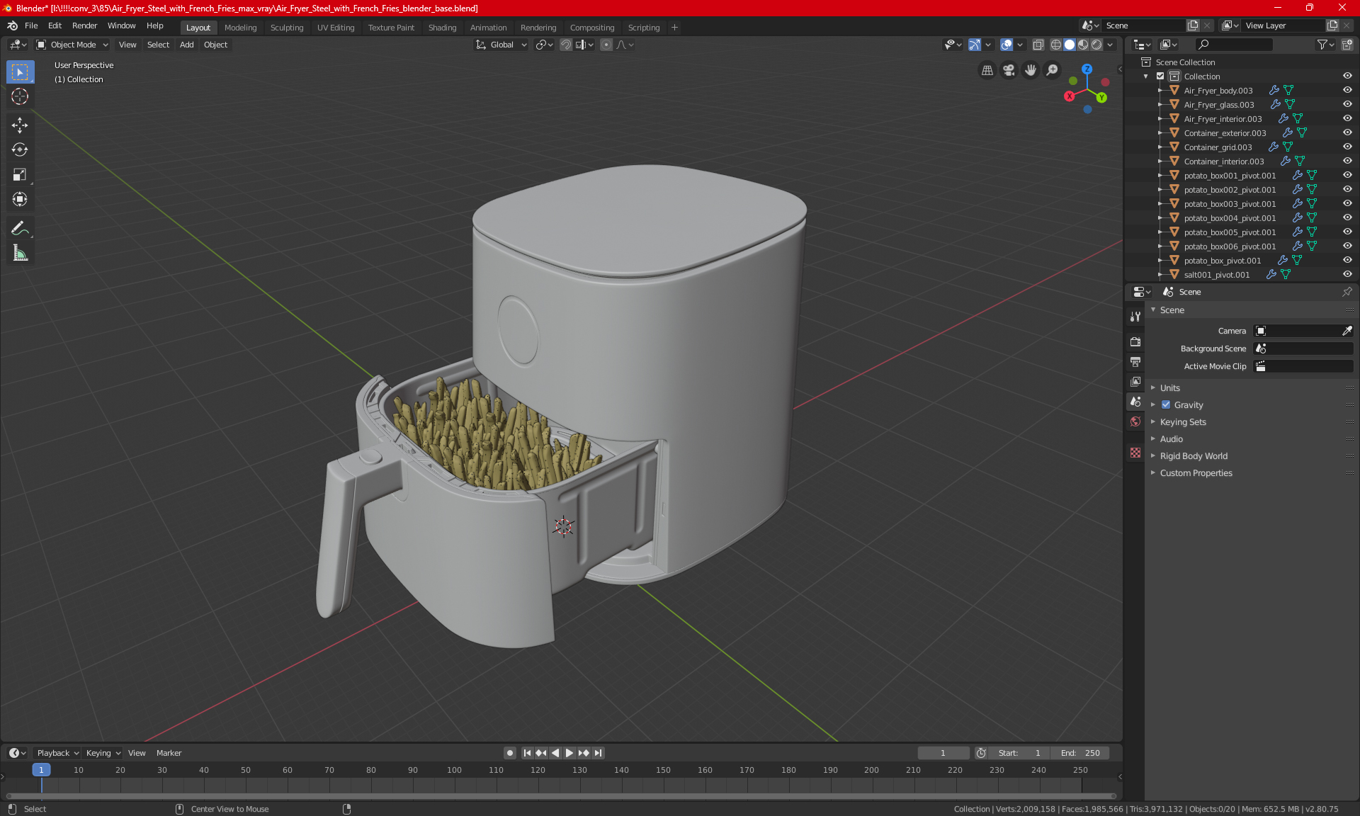 Air Fryer Cosori with French Fries 3D model