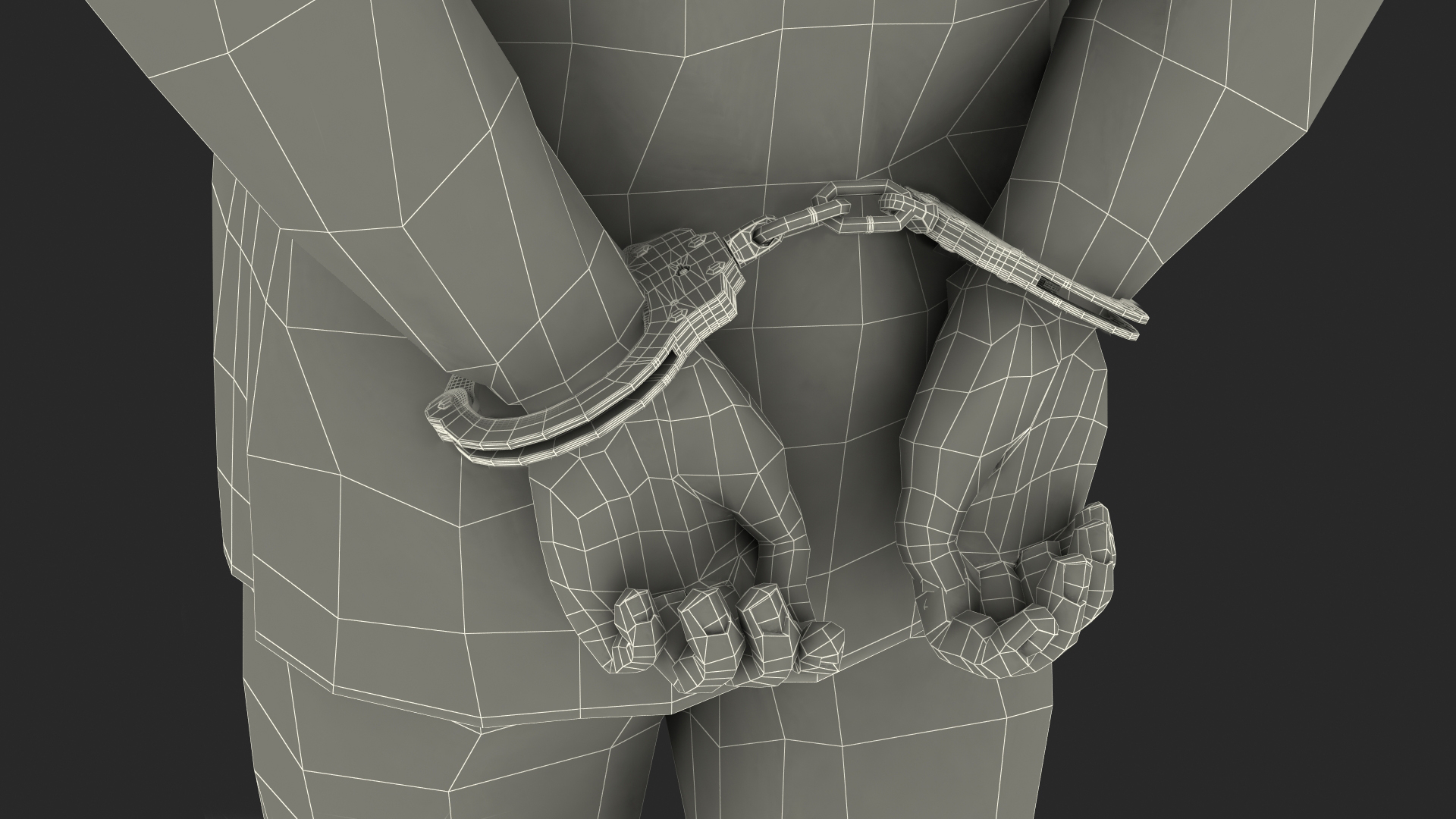 3D model Asian Prisoner Blue Uniform in Handcuffs