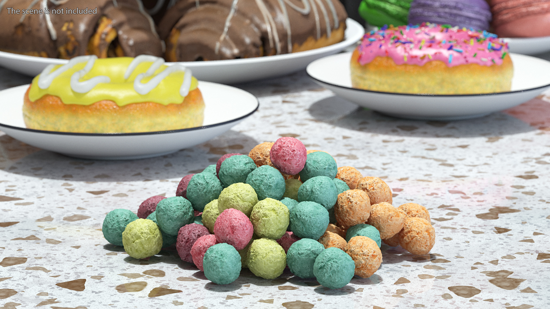 Pile of Colorful Cereal Balls 3D model