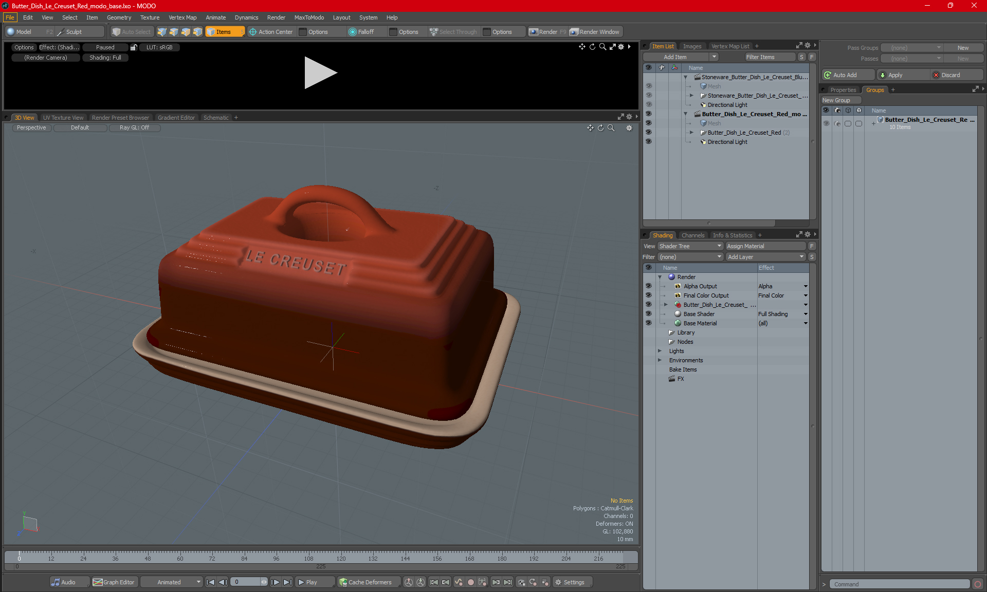 Butter Dish Le Creuset Red for 3D Print 3D model