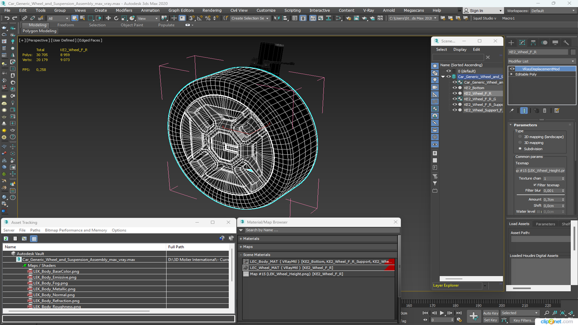 3D Car Wheel and Suspension Assembly model