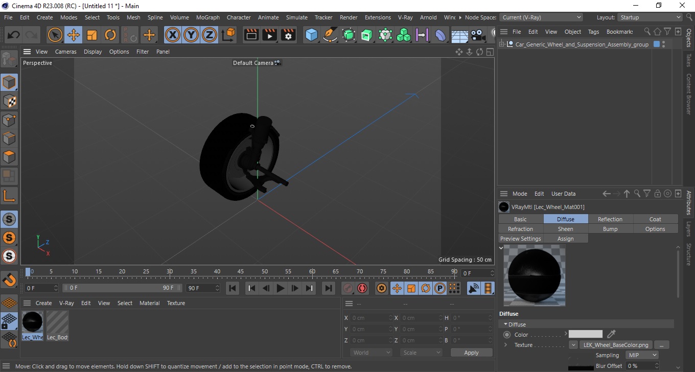 3D Car Wheel and Suspension Assembly model