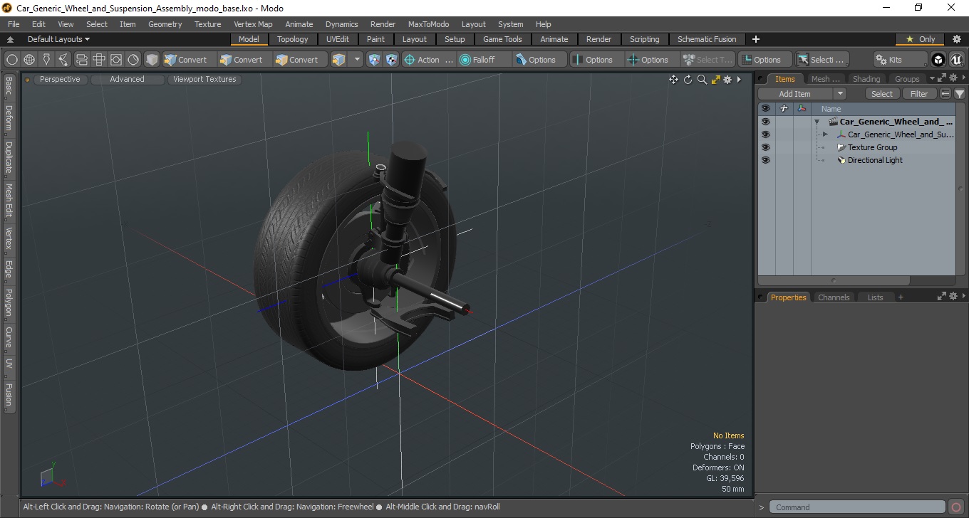 3D Car Wheel and Suspension Assembly model