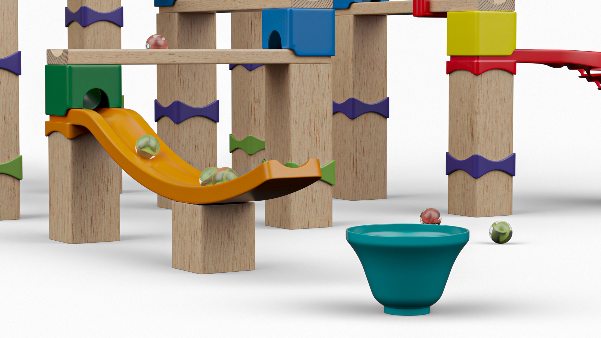 Wooden Marble Run Construction Set 3D model