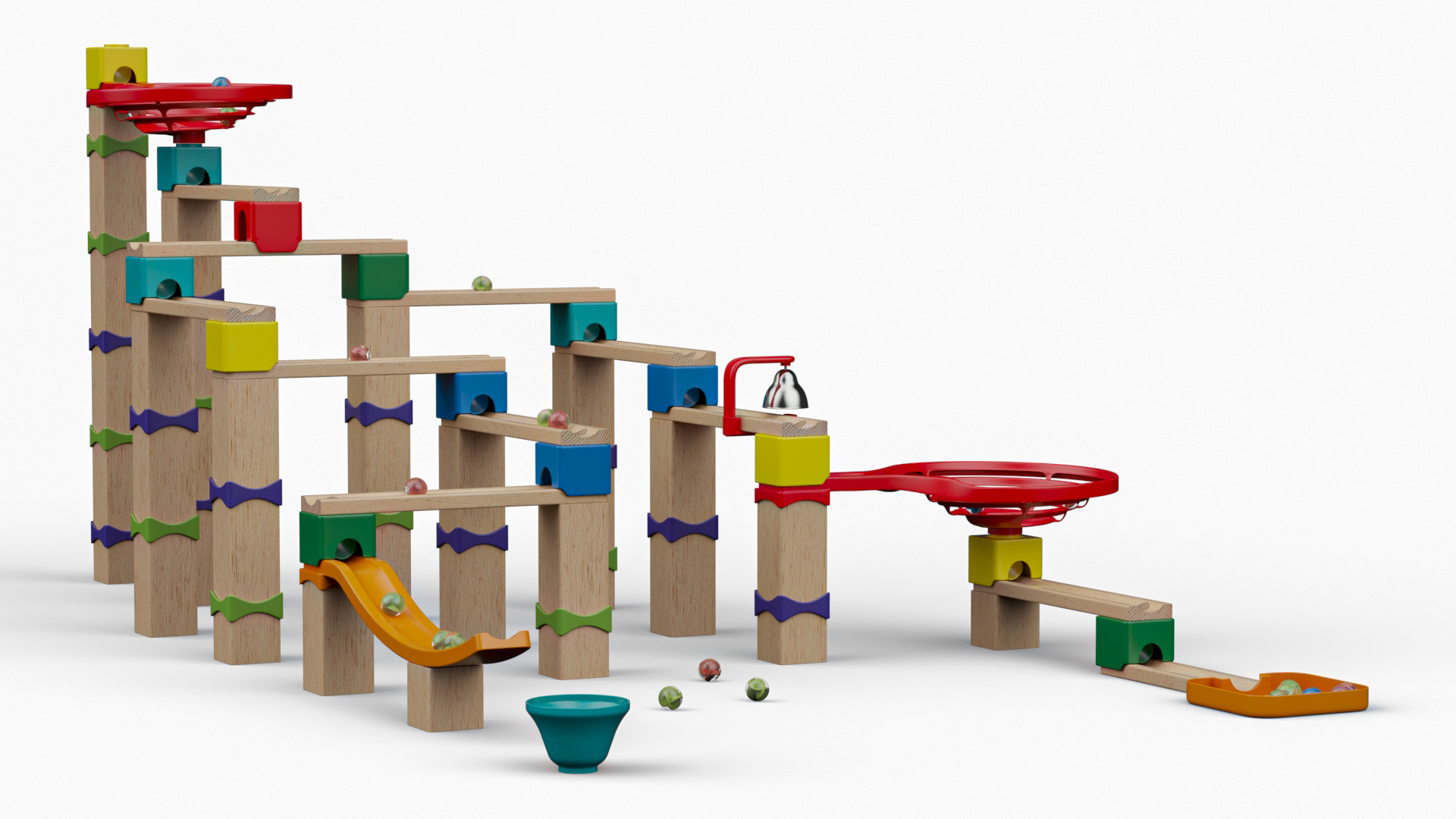 Wooden Marble Run Construction Set 3D model