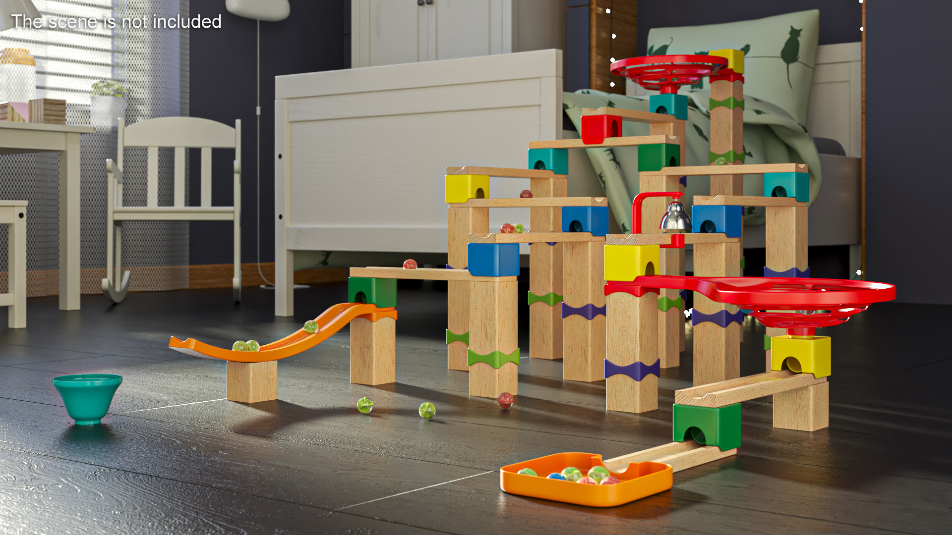 Wooden Marble Run Construction Set 3D model